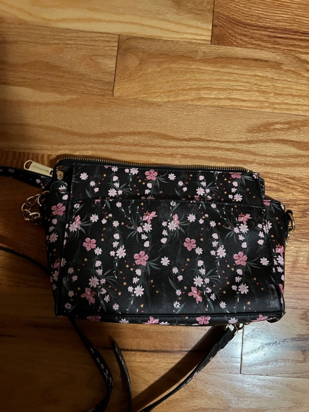 Steve Madden Black Floral Crossbody with Pink Accents - Picture 7 of 8